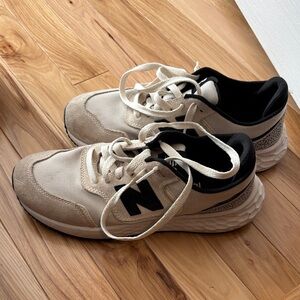 New Balance Cream and Black Athletic Shoes